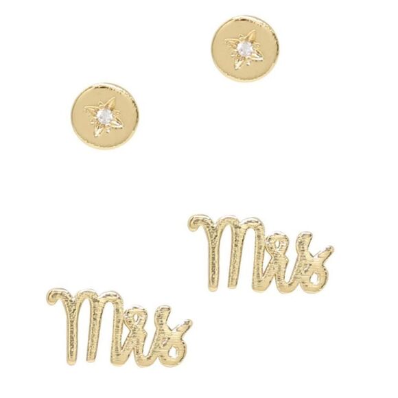 ETTIKA MRS. 18K GOLD PLATED EARRING STUD SET - Picture 2 of 6